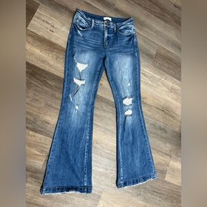 Petra Fashions Blue Flare Distressed Jeans